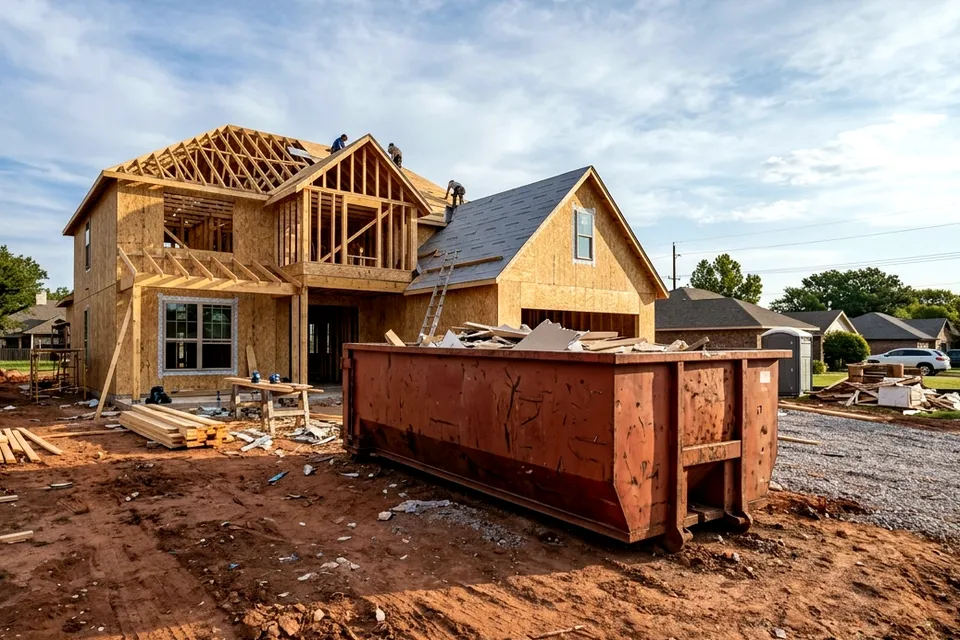 30 yard contractor roll off dumpster at a new residential build in Lawton OK