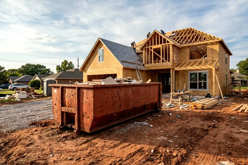 Dumpster rental in Eastlake east Lawton OK off NE Cache Road for new builds and remodels