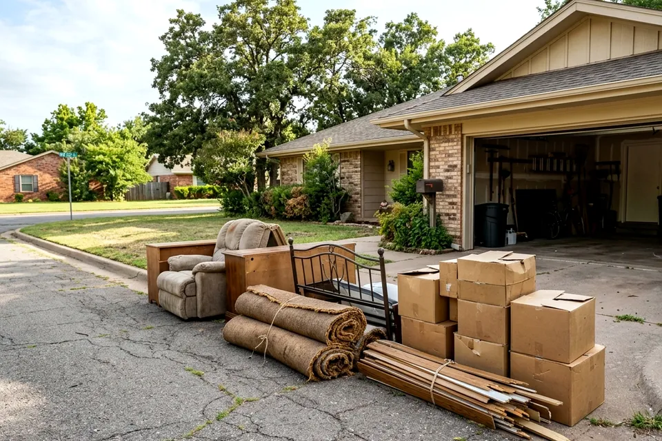 15 yard roll off dumpster at a house in Woodland Hills Lawton OK